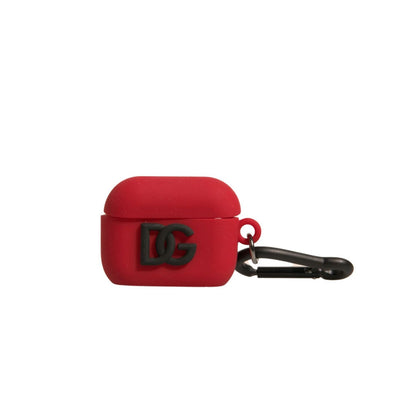 Dolce & Gabbana Red Silicone Rubber Logo Embossed Airpods Case Dolce & Gabbana