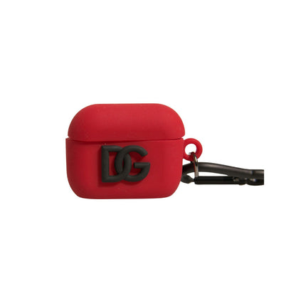 Dolce & Gabbana Red Silicone Rubber Logo Embossed Airpods Case Dolce & Gabbana