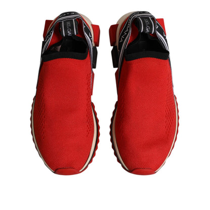 Dolce & Gabbana Red Sorrento Slip On Low Top Sneakers Shoes Dolce & Gabbana