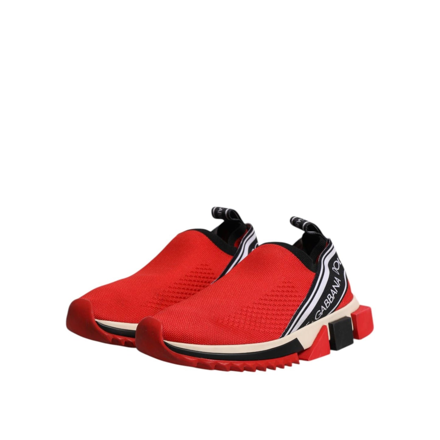 Dolce & Gabbana Red Sorrento Slip On Low Top Sneakers Shoes Dolce & Gabbana