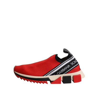 Dolce & Gabbana Red Sorrento Slip On Low Top Sneakers Shoes Dolce & Gabbana