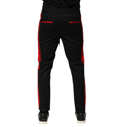 Dolce & Gabbana Red Stripe Cotton Logo Jogger Sweatpants Pants Dolce & Gabbana