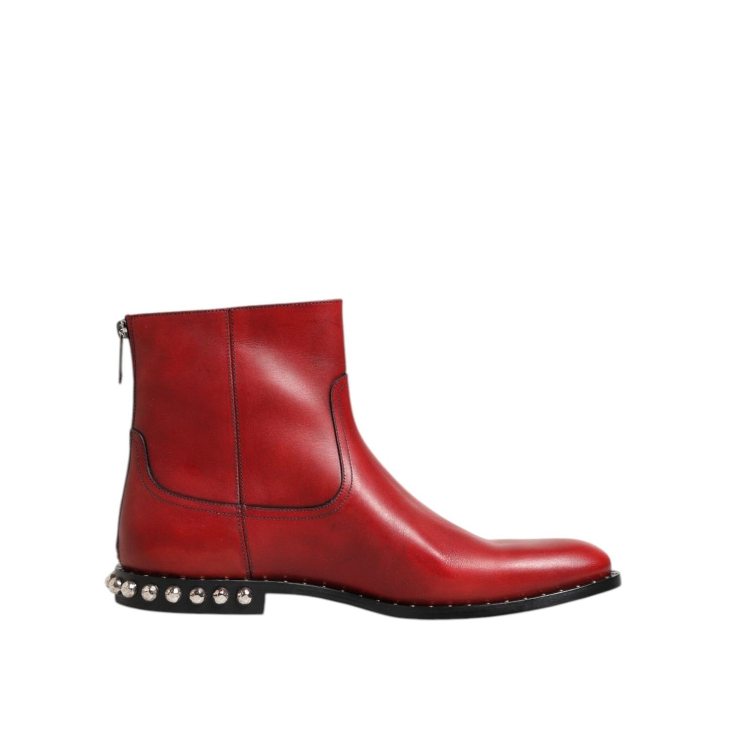Dolce & Gabbana Red Studded Chelsea Short Ankle Boots Shoes Dolce & Gabbana