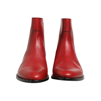 Dolce & Gabbana Red Studded Chelsea Short Ankle Boots Shoes Dolce & Gabbana