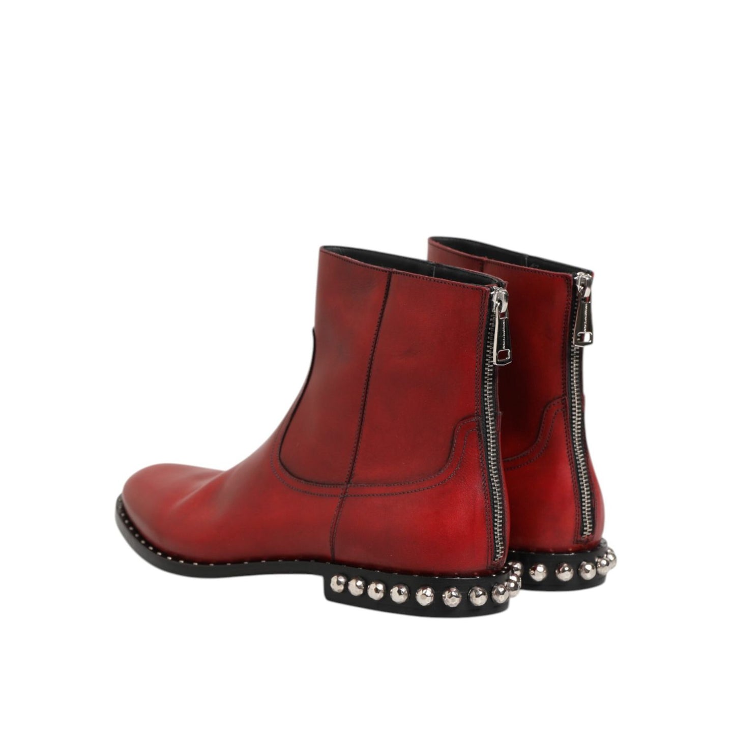 Dolce & Gabbana Red Studded Chelsea Short Ankle Boots Shoes Dolce & Gabbana