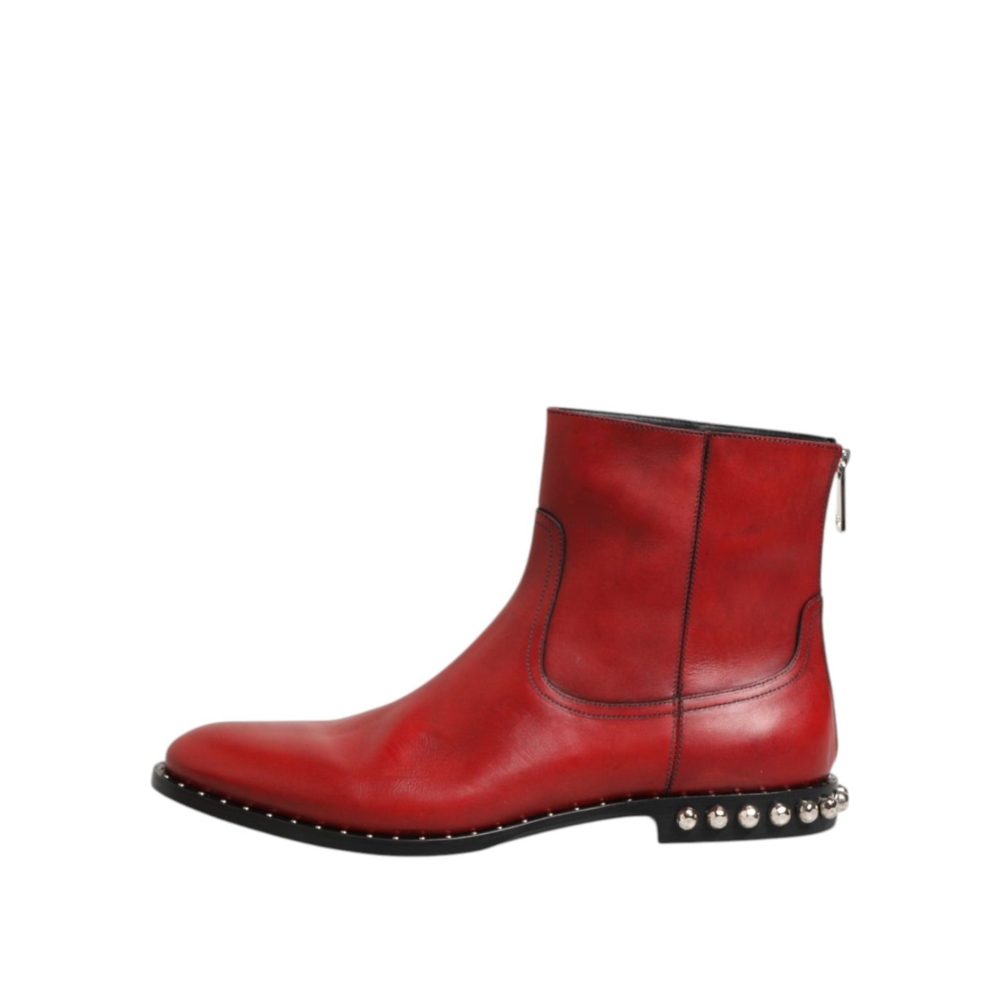 Dolce & Gabbana Red Studded Chelsea Short Ankle Boots Shoes Dolce & Gabbana