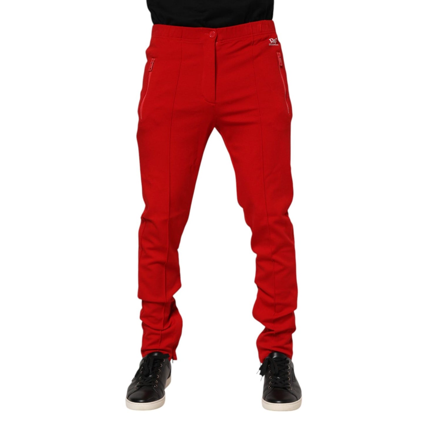 Dolce & Gabbana Red Viscose Logo Jogger Men Sweatpants Pants Dolce & Gabbana