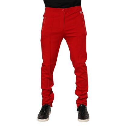 Dolce & Gabbana Red Viscose Logo Jogger Men Sweatpants Pants Dolce & Gabbana