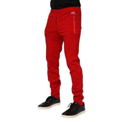 Dolce & Gabbana Red Viscose Logo Jogger Men Sweatpants Pants Dolce & Gabbana