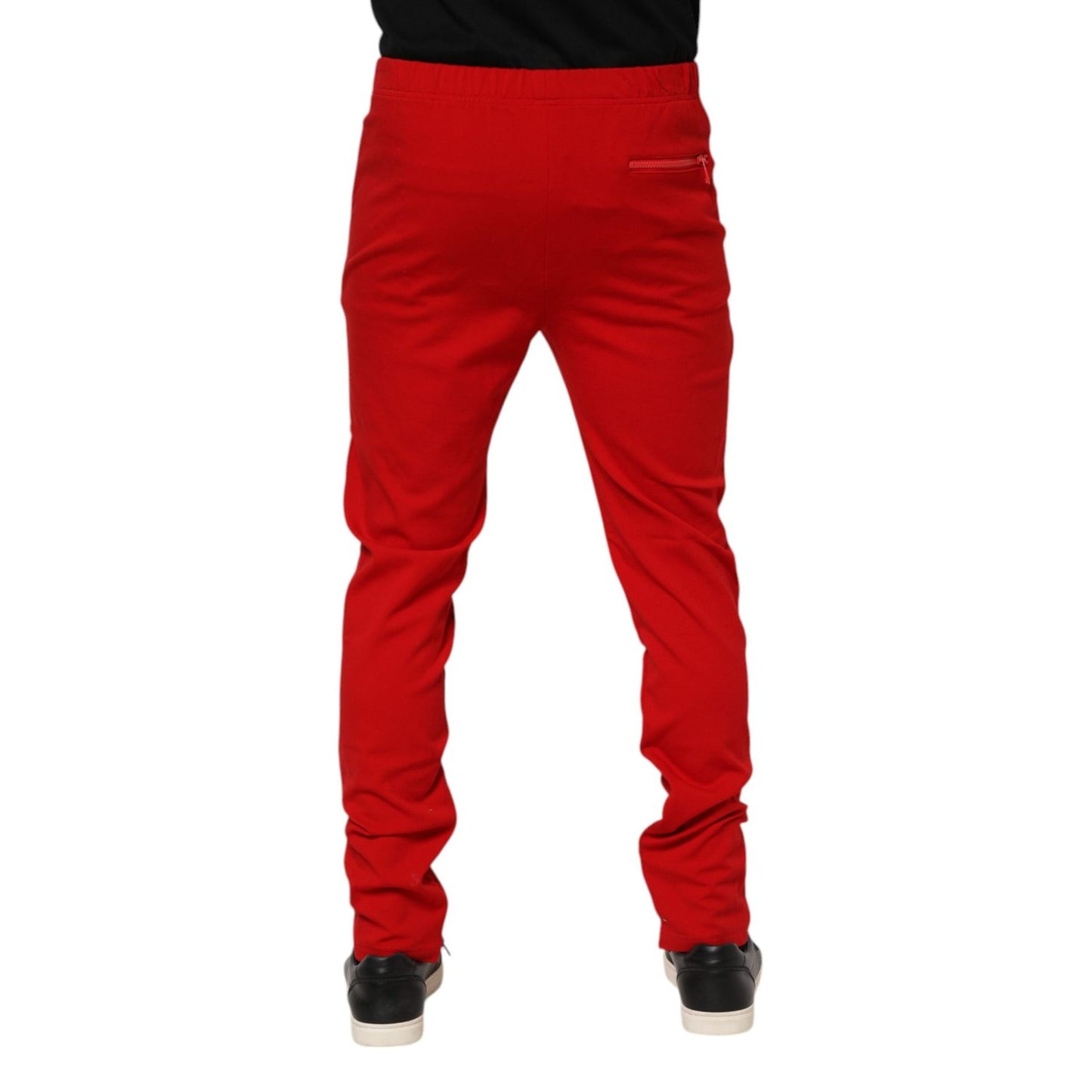 Dolce & Gabbana Red Viscose Logo Jogger Men Sweatpants Pants Dolce & Gabbana