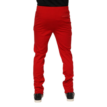Dolce & Gabbana Red Viscose Logo Jogger Men Sweatpants Pants Dolce & Gabbana