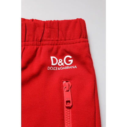 Dolce & Gabbana Red Viscose Logo Jogger Men Sweatpants Pants Dolce & Gabbana