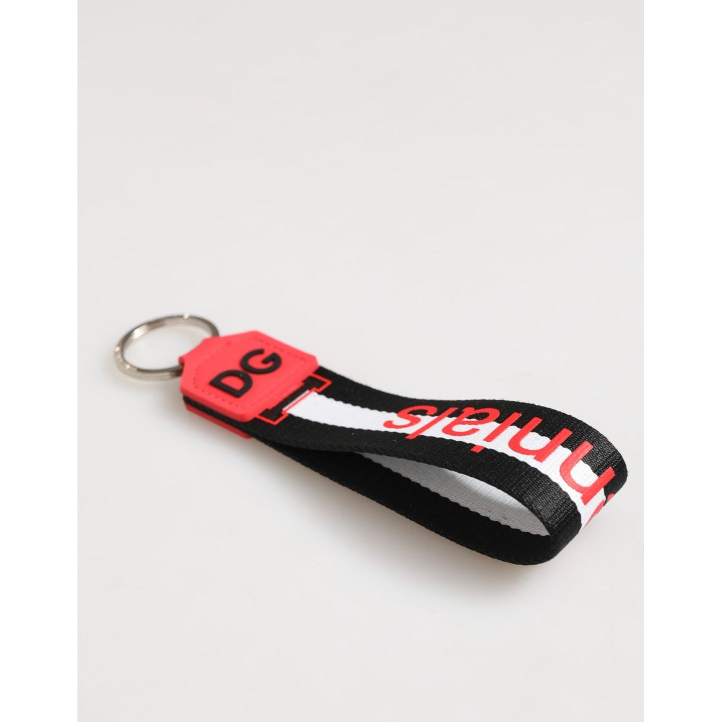 Dolce & Gabbana Red White DG Logo Polyester Brass Holder Keychain Keyring Dolce & Gabbana