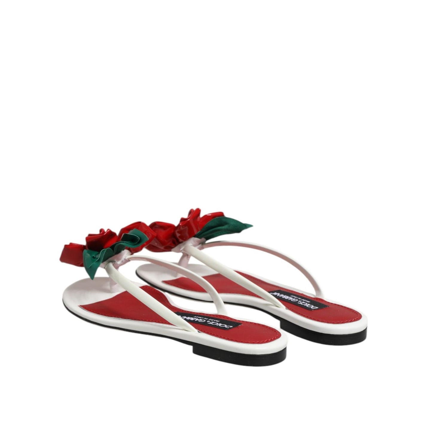 Dolce & Gabbana Red White KEIRA Flower Leather Sandals Shoes Dolce & Gabbana