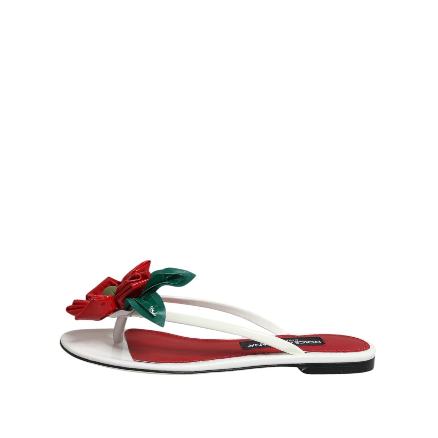 Dolce & Gabbana Red White KEIRA Flower Leather Sandals Shoes Dolce & Gabbana