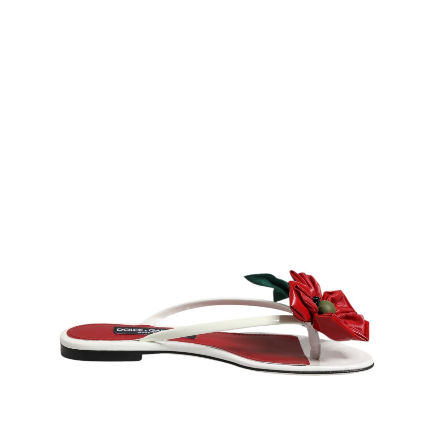 Dolce & Gabbana Red White KEIRA Flower Leather Sandals Shoes Dolce & Gabbana