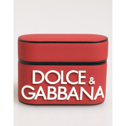 Dolce & Gabbana Red White Silicone Embossed Logo Accessory Airpods Case Dolce & Gabbana
