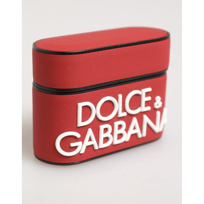Dolce & Gabbana Red White Silicone Embossed Logo Accessory Airpods Case Dolce & Gabbana