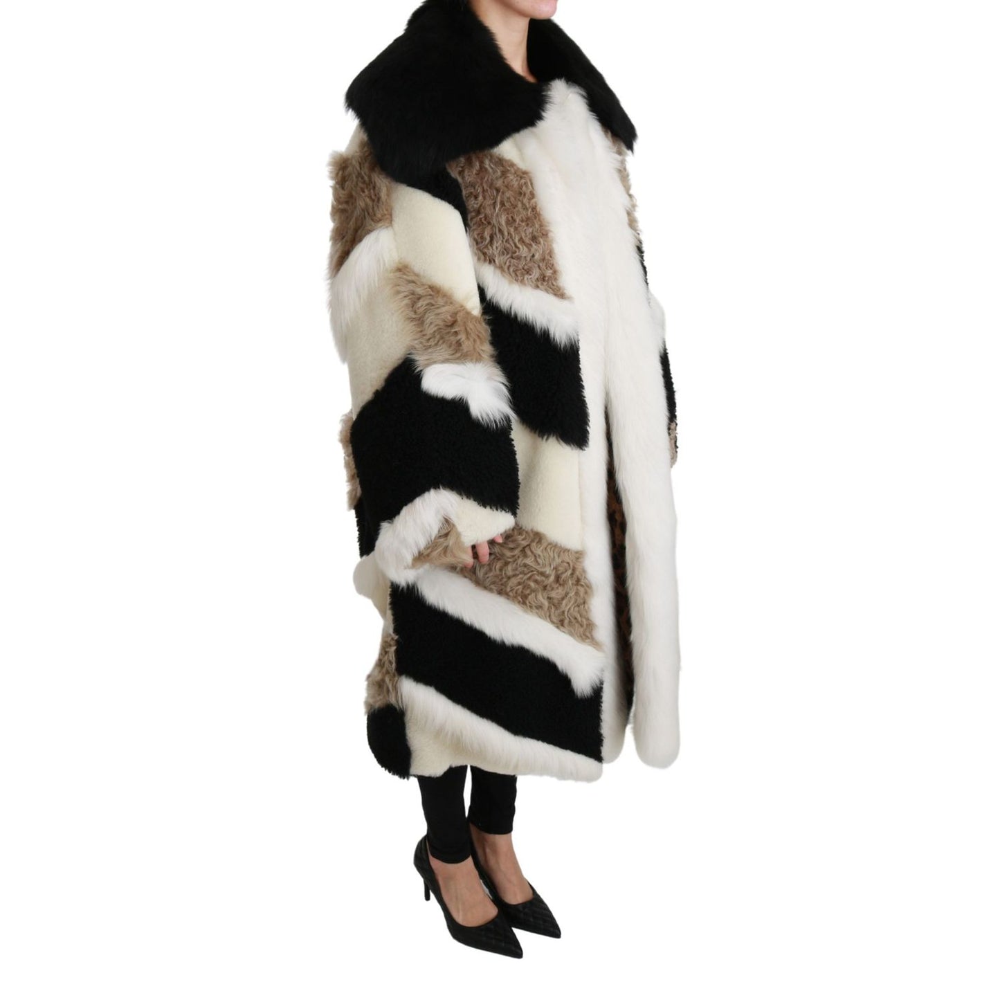Dolce & Gabbana Sheep Fur Shearling Cape Jacket Coat