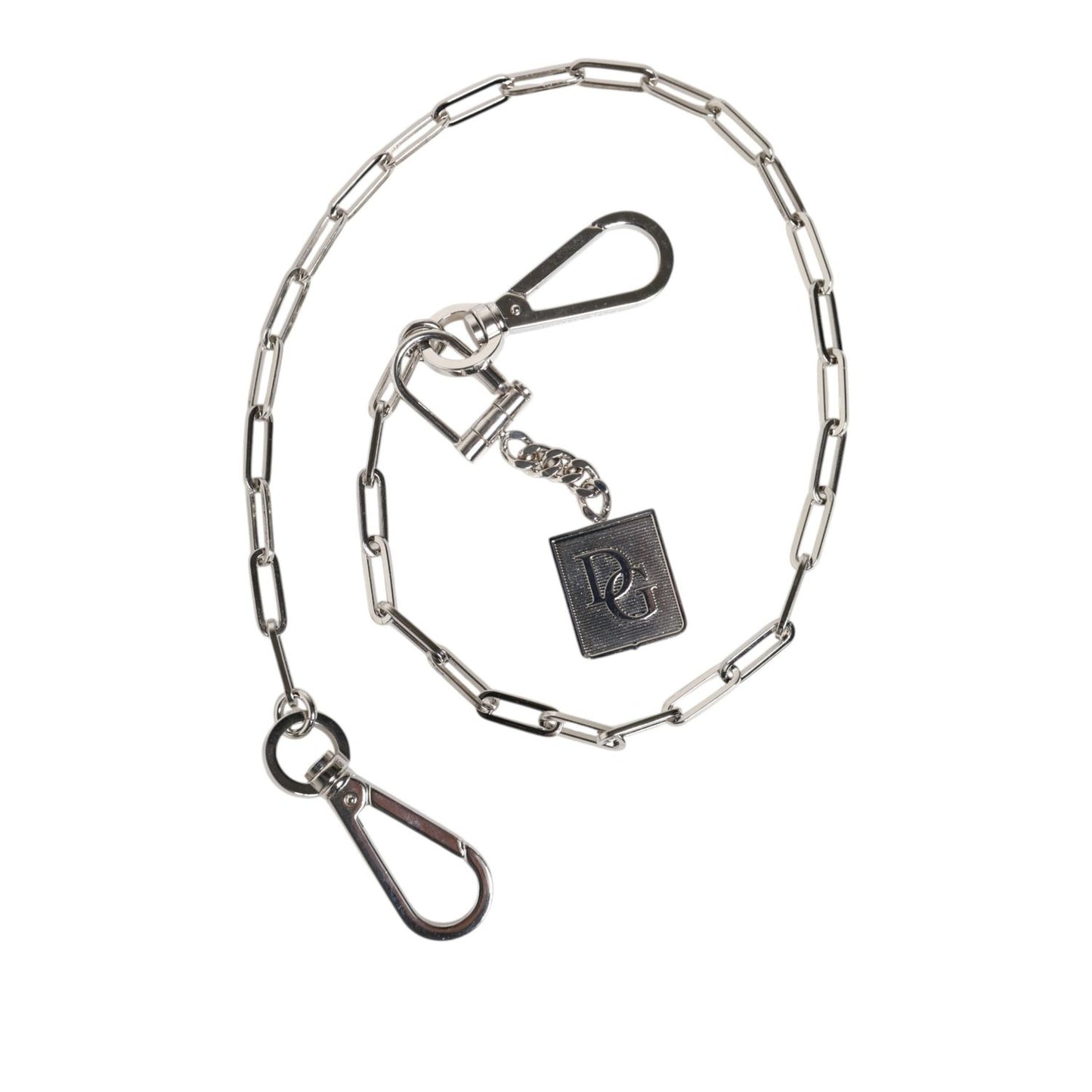 Dolce & Gabbana Silver Tone Metal Chain DG Charm Belt Keychain Dolce & Gabbana