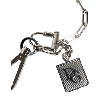 Dolce & Gabbana Silver Tone Metal Chain DG Charm Belt Keychain Dolce & Gabbana