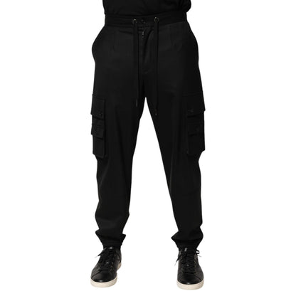 Dolce & Gabbana Solid Black Cargo Jogger Men Sweatpants Pants Dolce & Gabbana