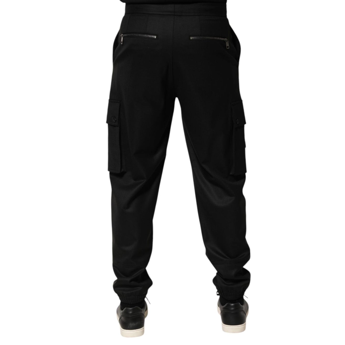 Dolce & Gabbana Solid Black Cargo Jogger Men Sweatpants Pants Dolce & Gabbana