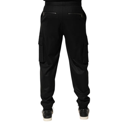 Dolce & Gabbana Solid Black Cargo Jogger Men Sweatpants Pants Dolce & Gabbana