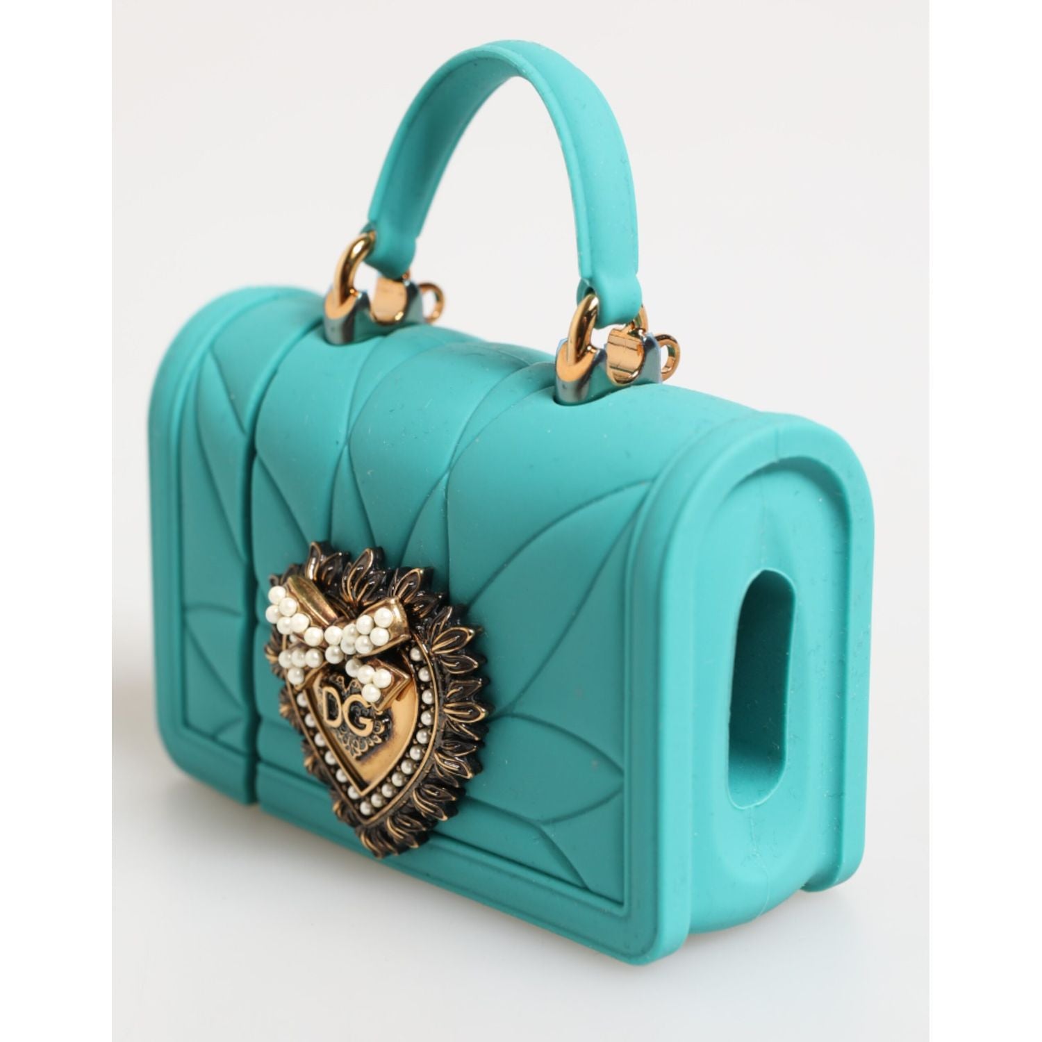 Dolce & Gabbana Turquoise Silicone Devotion Heart Cover Bag Airpods Case