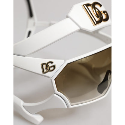 Dolce & Gabbana White Acetate Next Generation Mask Eyewear Sunglasses
