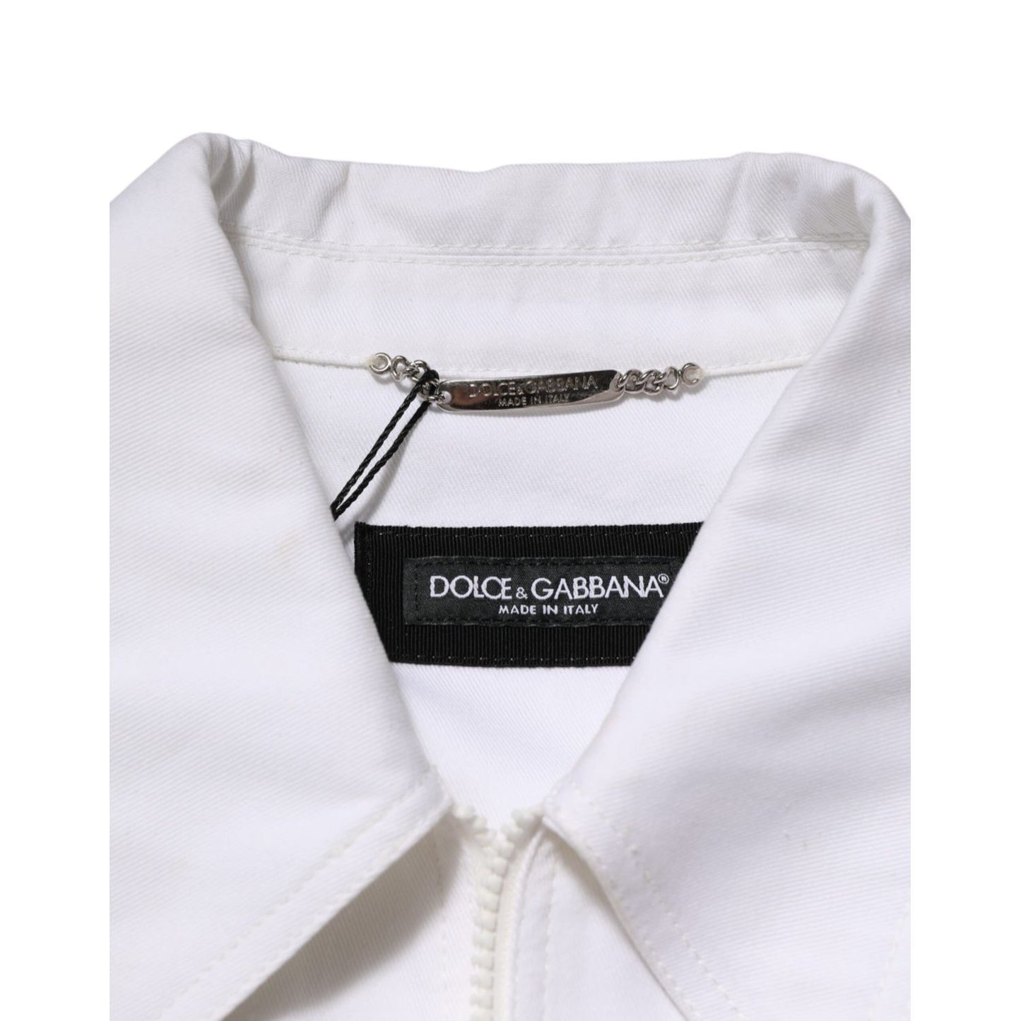 Dolce & Gabbana White Barcode Patch Utility Zip Jumpsuit Pants Dolce & Gabbana