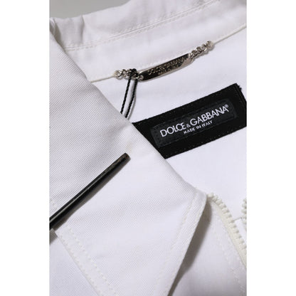 Dolce & Gabbana White Barcode Patch Utility Zip Jumpsuit Pants Dolce & Gabbana