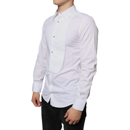 Dolce & Gabbana White Bib Cotton Poplin Formal Dress Shirt