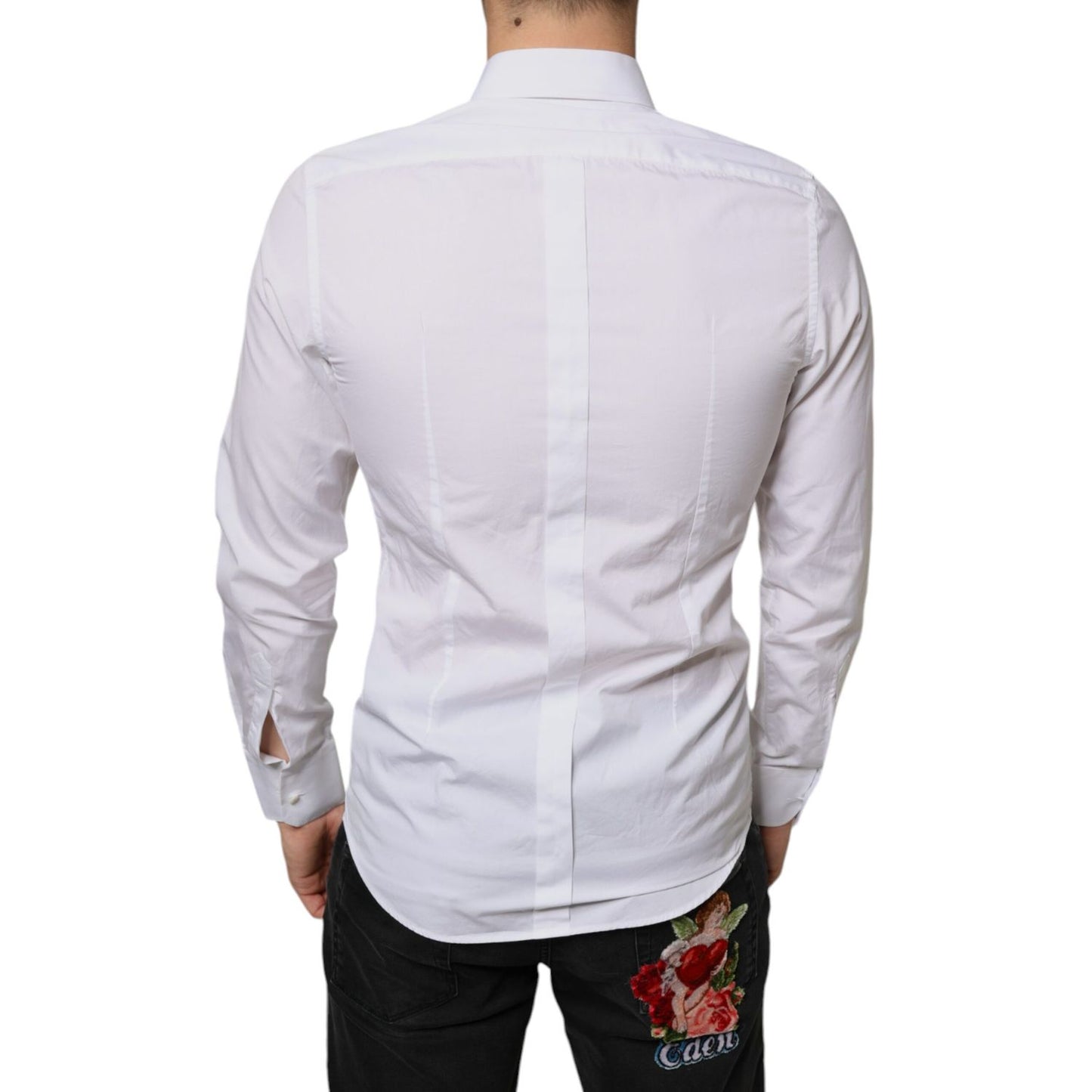 Dolce & Gabbana White Bib Cotton Poplin Formal Dress Shirt