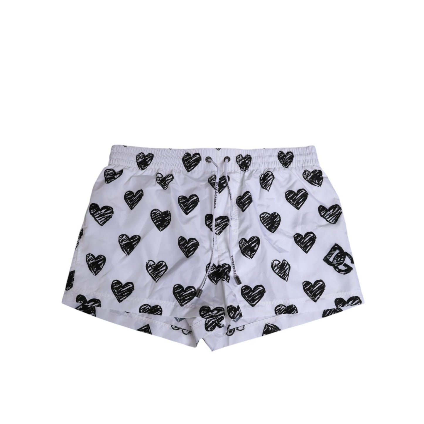 Dolce & Gabbana White Black Heart Print Men Boxer Short Swimwear Dolce & Gabbana