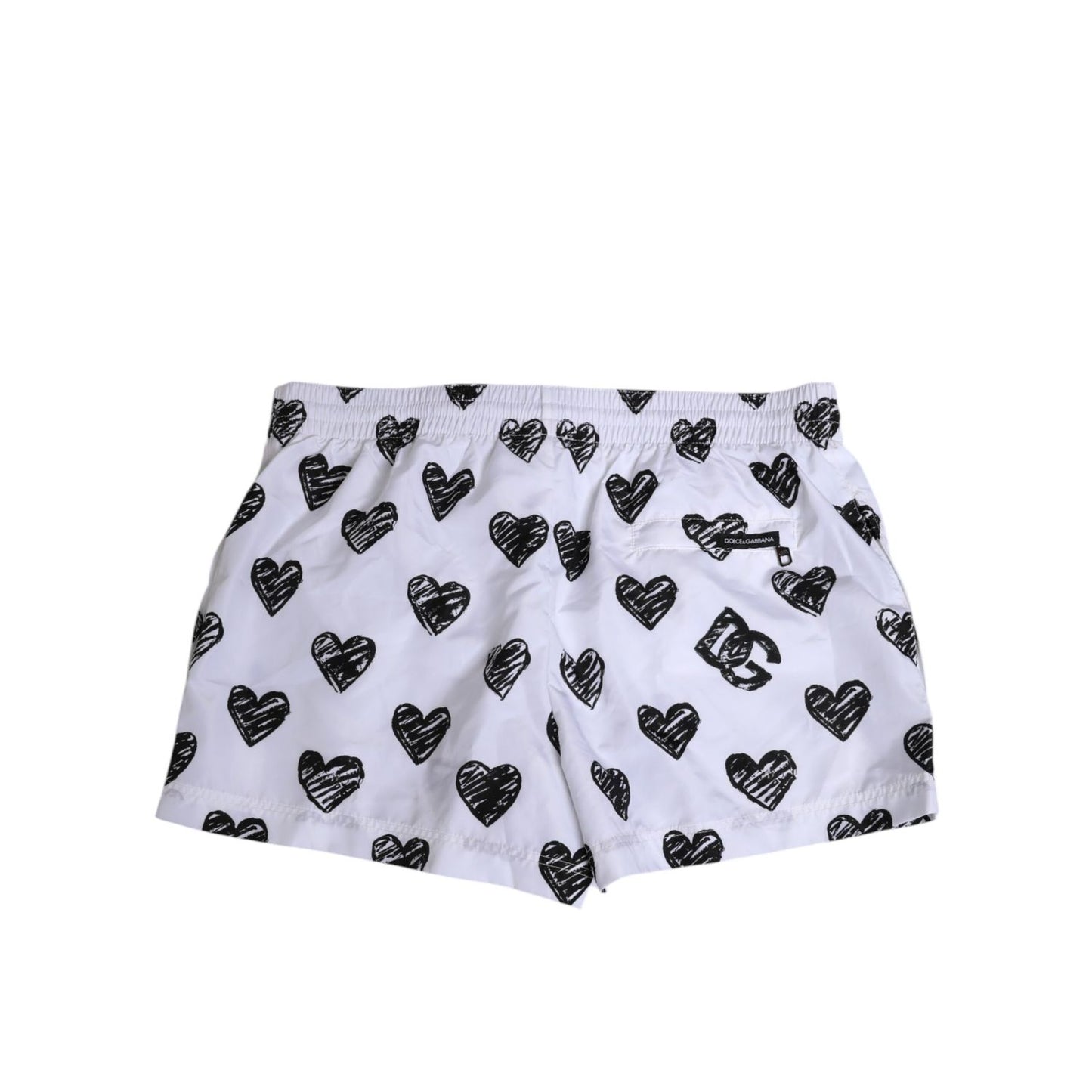 Dolce & Gabbana White Black Heart Print Men Boxer Short Swimwear Dolce & Gabbana