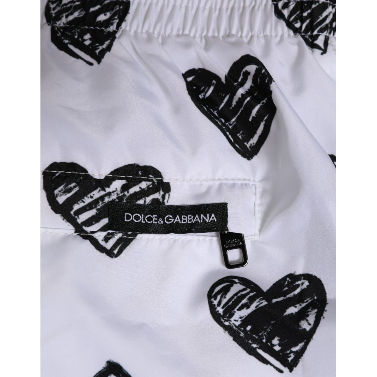 Dolce & Gabbana White Black Heart Print Men Boxer Short Swimwear Dolce & Gabbana