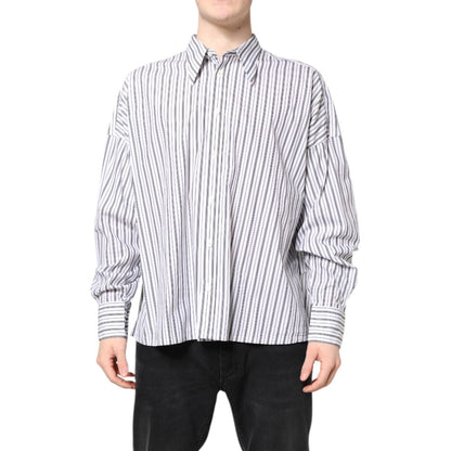 Dolce & Gabbana White Black Stripe Button Down Casual Shirt Dolce & Gabbana