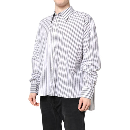 Dolce & Gabbana White Black Stripe Button Down Casual Shirt Dolce & Gabbana