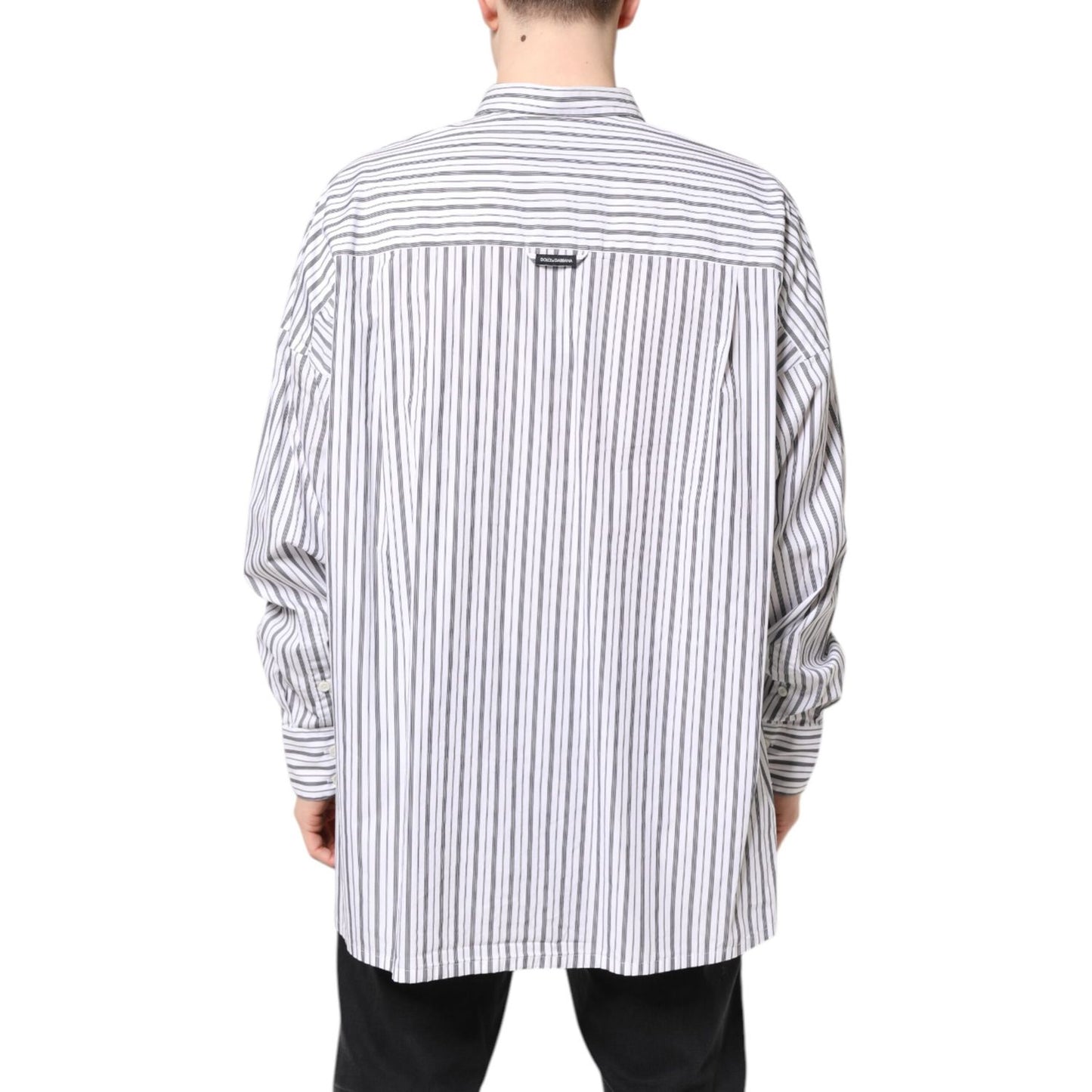 Dolce & Gabbana White Black Stripe Button Down Casual Shirt Dolce & Gabbana