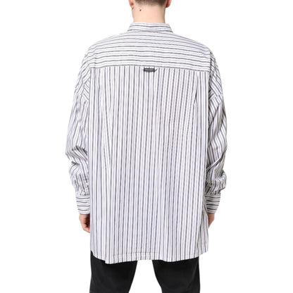 Dolce & Gabbana White Black Stripe Button Down Casual Shirt Dolce & Gabbana