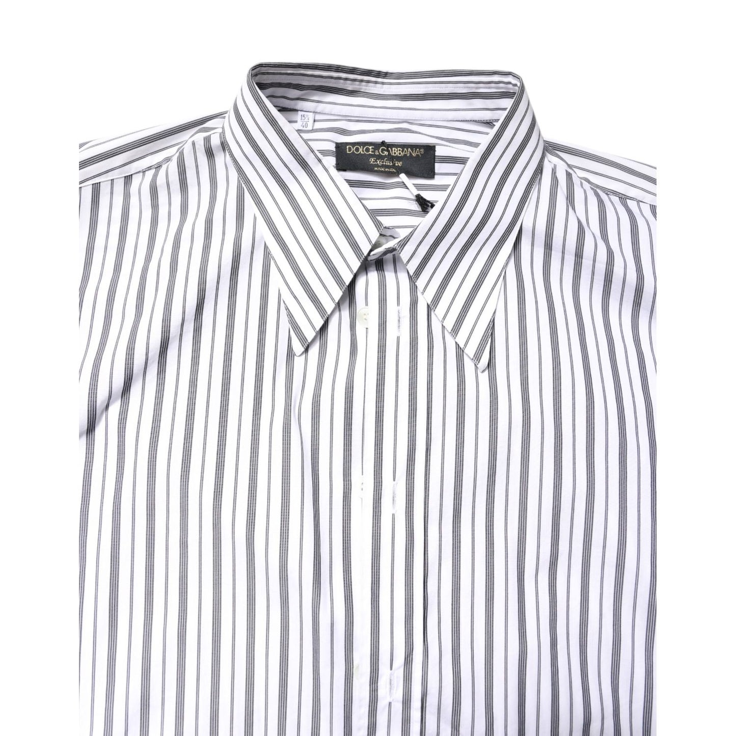 Dolce & Gabbana White Black Stripe Button Down Casual Shirt Dolce & Gabbana
