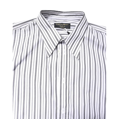 Dolce & Gabbana White Black Stripe Button Down Casual Shirt Dolce & Gabbana