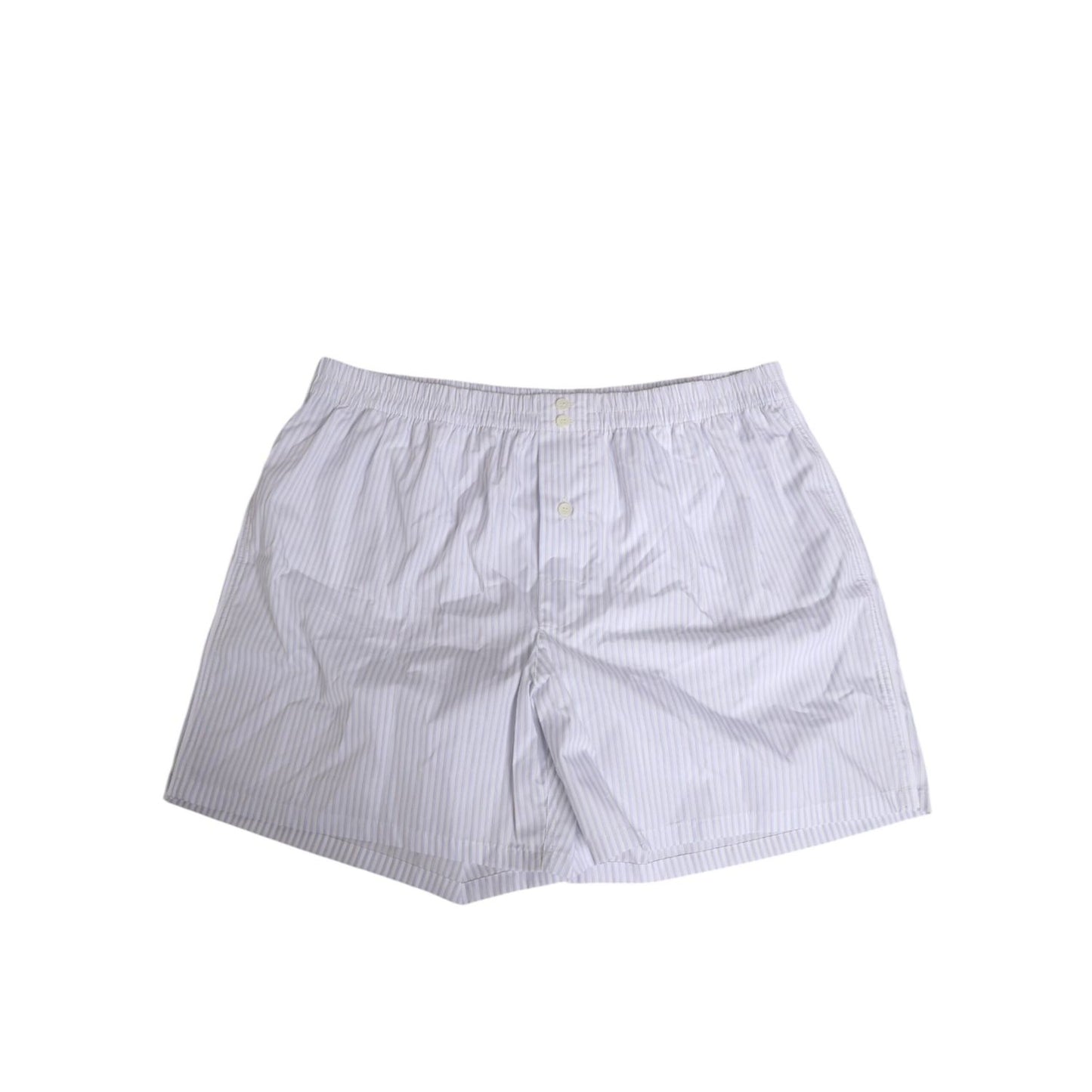 Dolce & Gabbana White Blue Cotton Striped Button Fly Shorts Swimwear Dolce & Gabbana