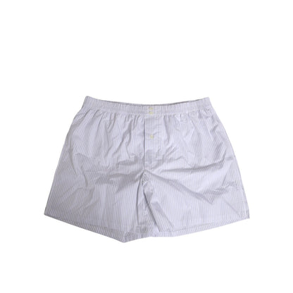 Dolce & Gabbana White Blue Cotton Striped Button Fly Shorts Swimwear Dolce & Gabbana