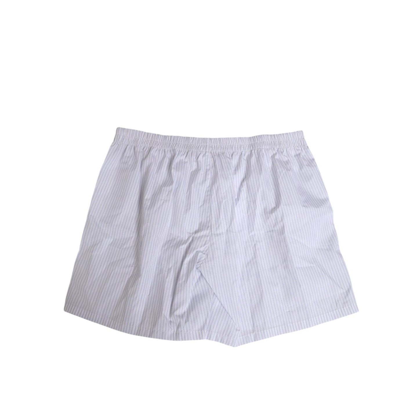 Dolce & Gabbana White Blue Cotton Striped Button Fly Shorts Swimwear Dolce & Gabbana