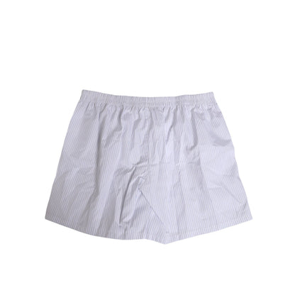 Dolce & Gabbana White Blue Cotton Striped Button Fly Shorts Swimwear Dolce & Gabbana
