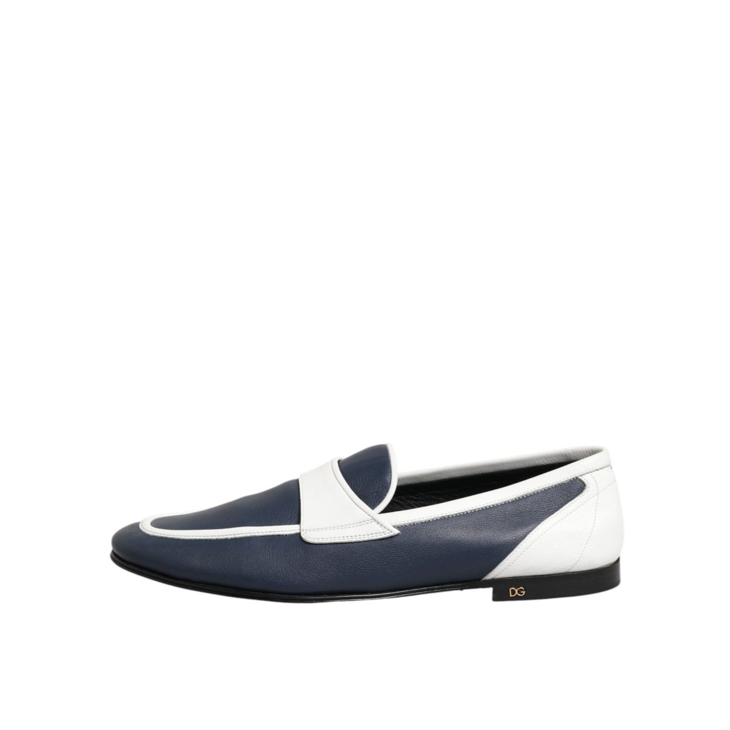 Dolce & Gabbana White Blue Leather Slip On Loafers Men Formal Shoes Dolce & Gabbana