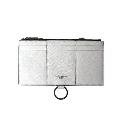 Dolce & Gabbana White Calfskin Leather Large Crossbody Card Holder Wallet Dolce & Gabbana