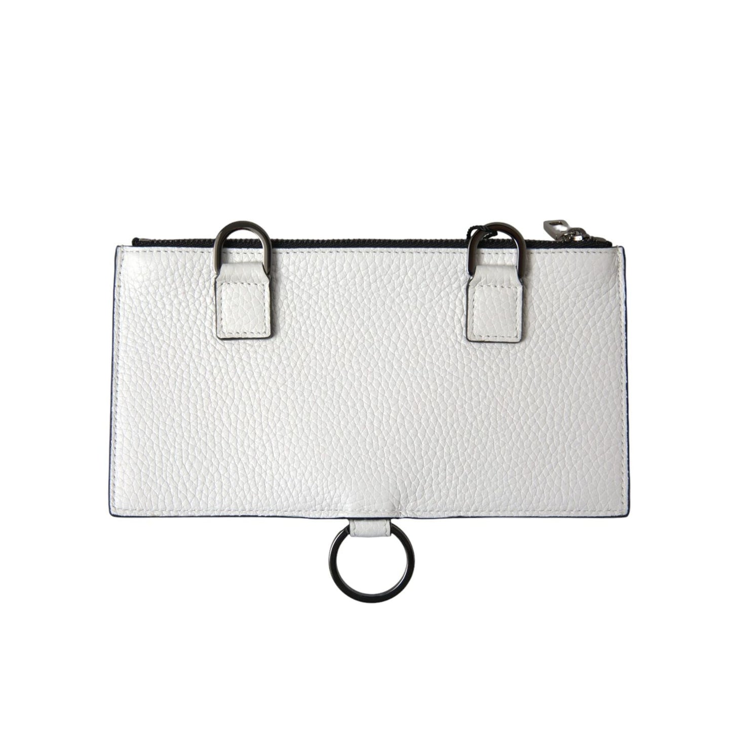 Dolce & Gabbana White Calfskin Leather Large Crossbody Card Holder Wallet Dolce & Gabbana